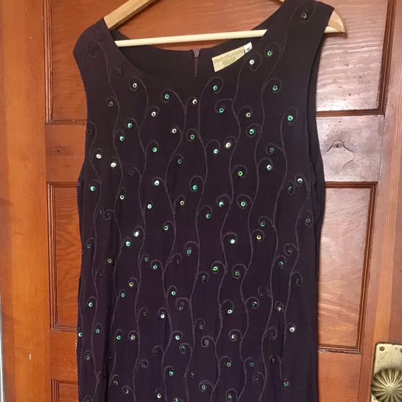 Long Purple Dress with Green Iridescent Sequins - Picture 2 of 12